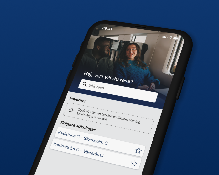 Närbild på reseapp Mälardalstrafik