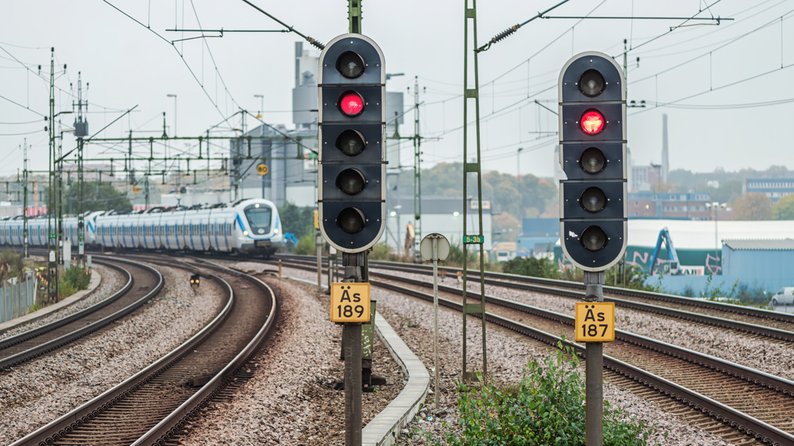 Trafikljus på tågbanan